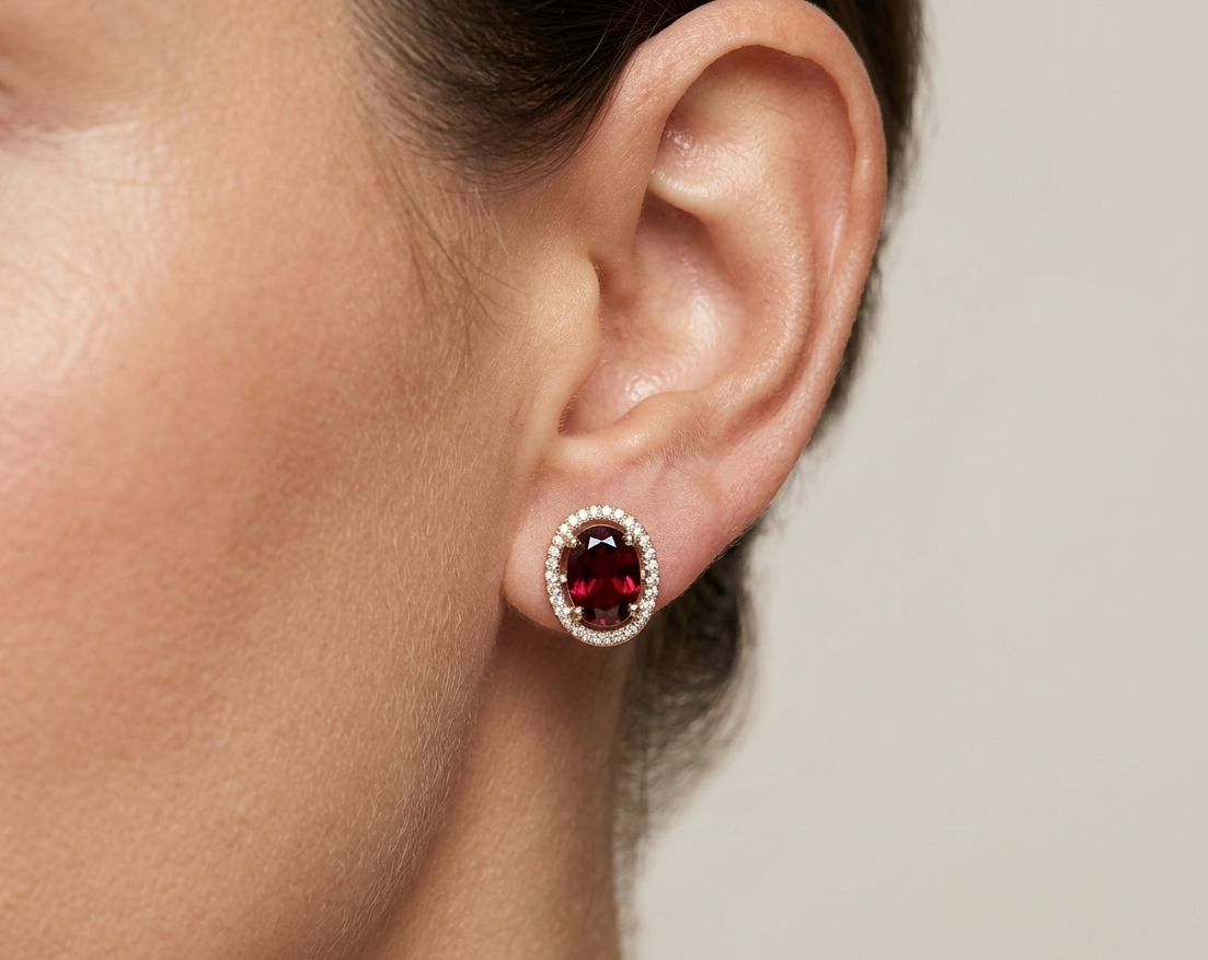 RAE ruby stud earrings