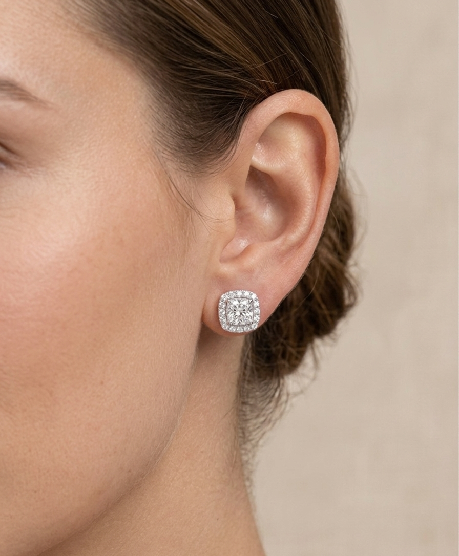 CERI Cushion-Cut Stud Earrings