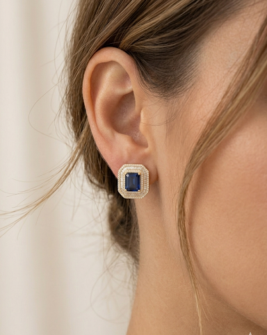 KRISTEL Blue Sapphire Stud Earrings
