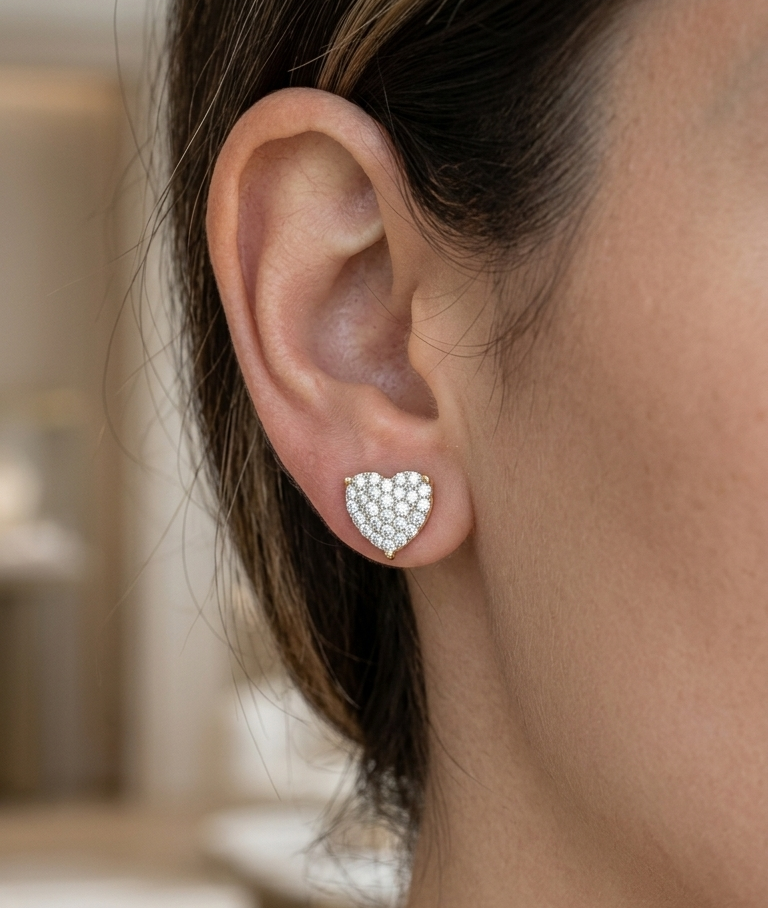 RILEY Diamond Heart Earrings (YG)