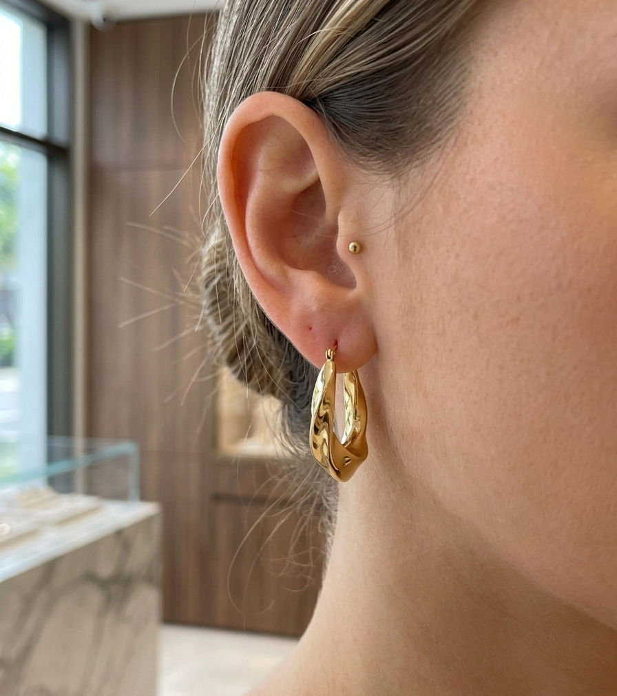 ZINNIA Twisted Hoop Earrings