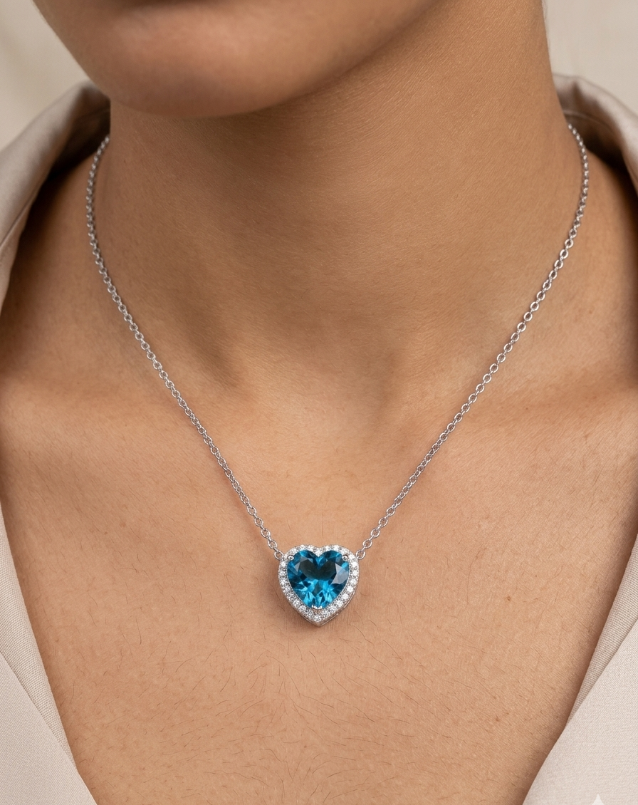 HANI Blue Topaz Heart Necklace
