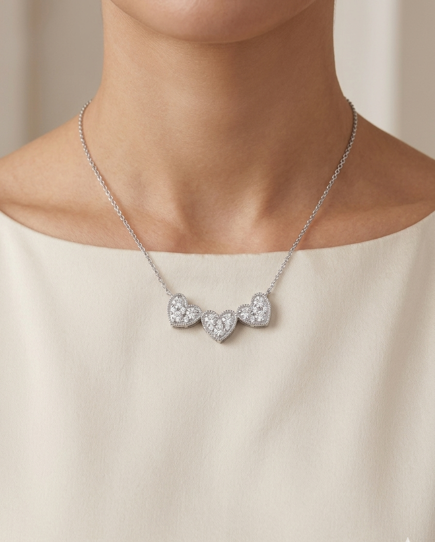 HIYA 3-Heart Bar Necklace