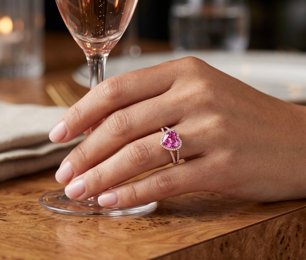 IMOGEN Heart Shaped Pink Tourmaline Ring