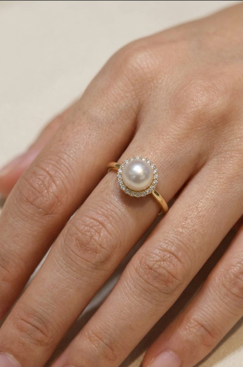 PEARL Set of Ring and Earrings