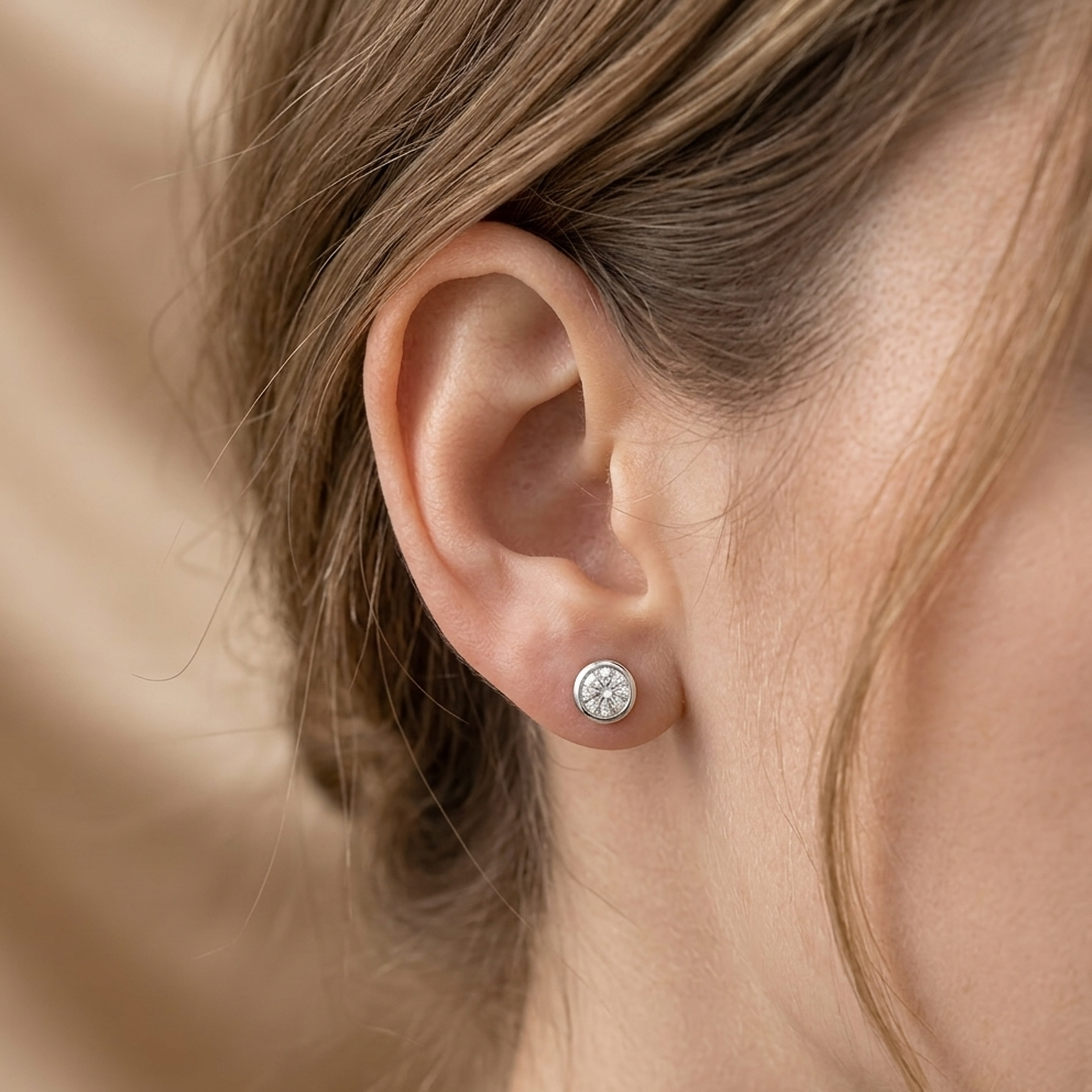 JOAN Bezel Stud Earrings