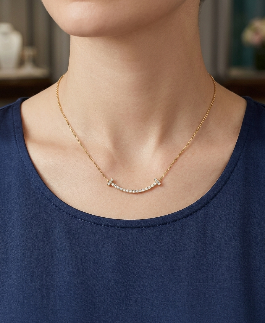 SMILEY Diamond Curved Necklace
