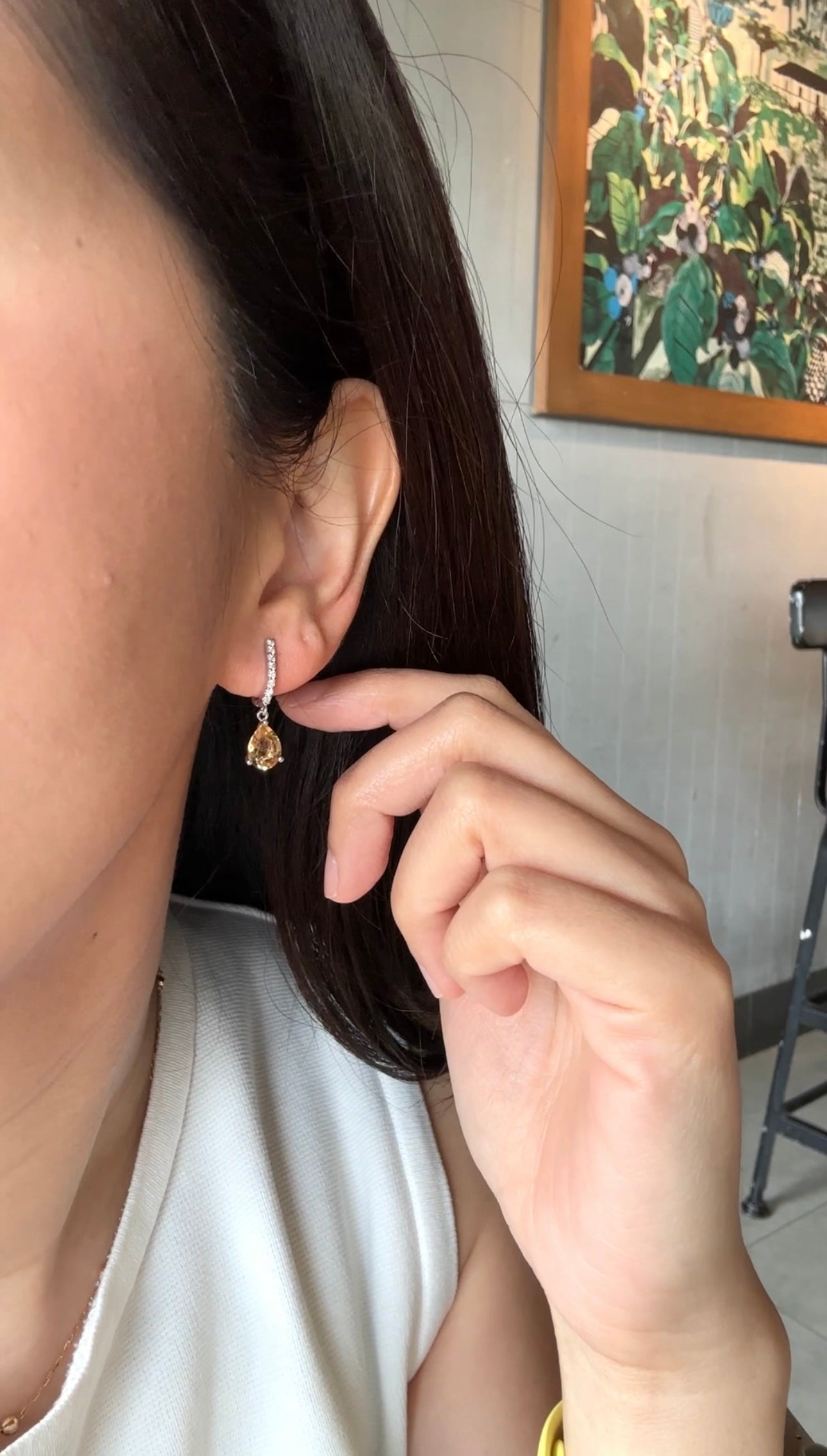 ZARINA Citrine Dangling Earrings (WG)