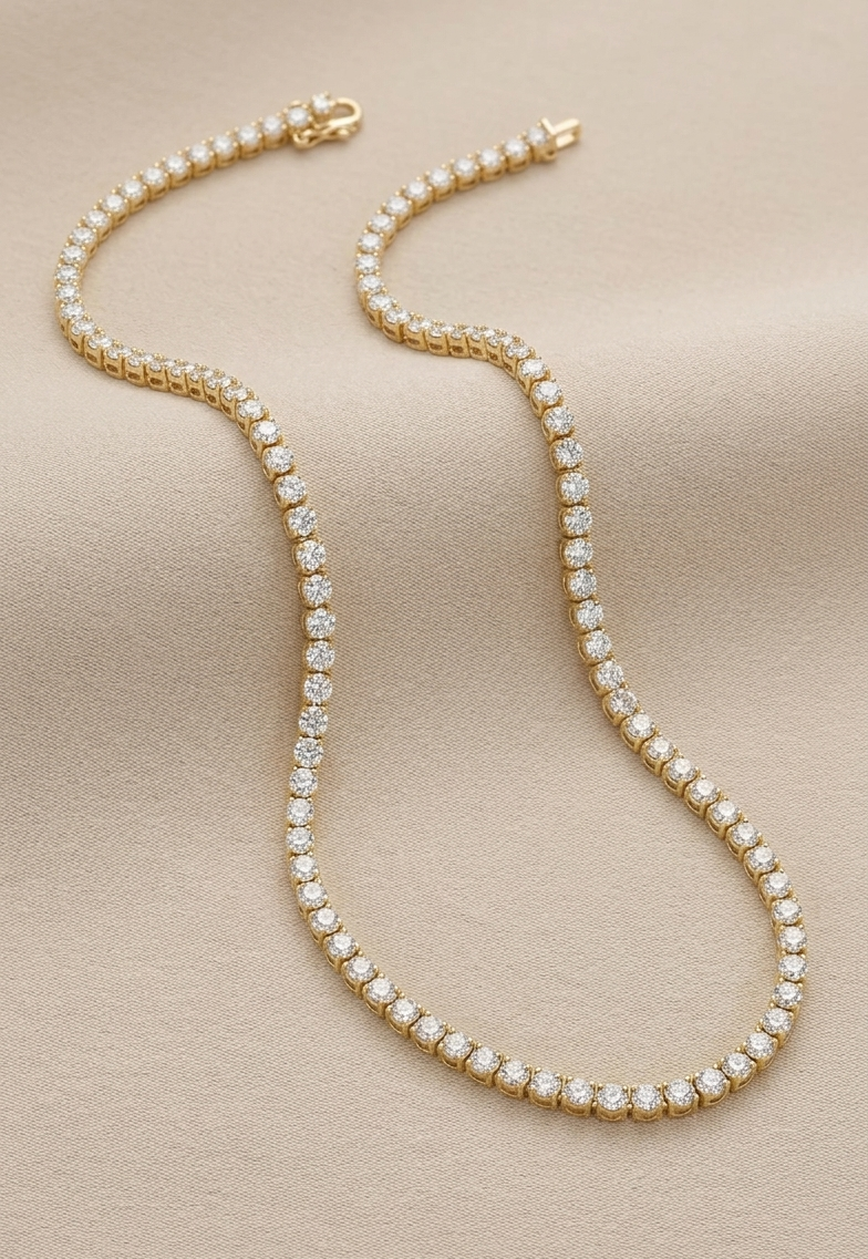 Emperial Yellow Gold Tennis Necklace