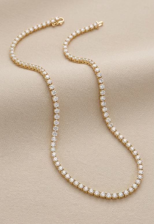 Emperial Yellow Gold Tennis Necklace