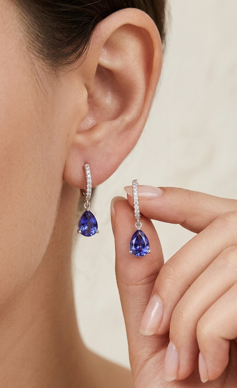LEI Blue Sapphire Dangling Earrings