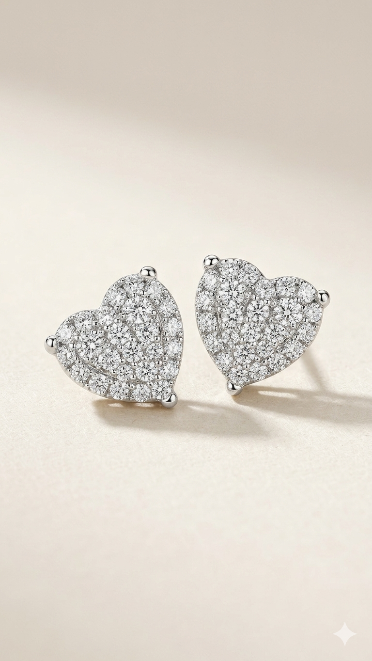 RILEY Diamond Heart Earrings (WG)