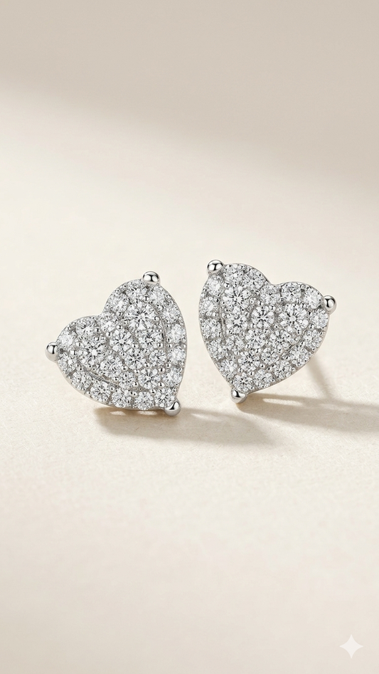 RILEY Diamond Heart Earrings (WG)