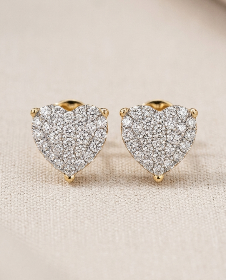 RILEY Diamond Heart Earrings (YG)