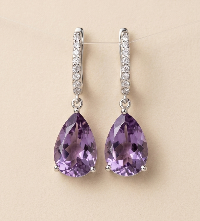 Amelia Amethyst Drop Earrings