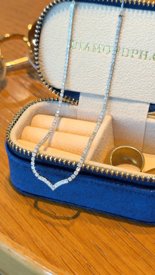 EYLA Eternal V Half Tennis Necklace