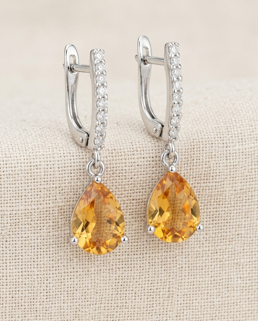 ZARINA Citrine Dangling Earrings (WG)