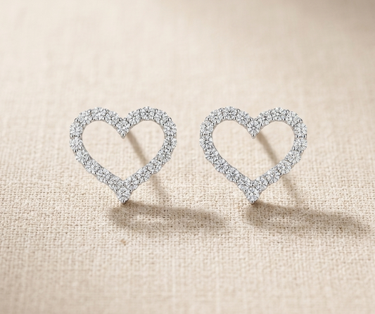 EIRA Diamond-Encrusted Heart Studs Earrings
