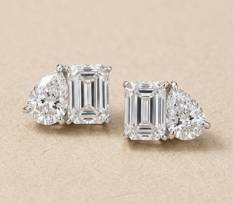 CASEY Pear-Emerald Cut Earrings