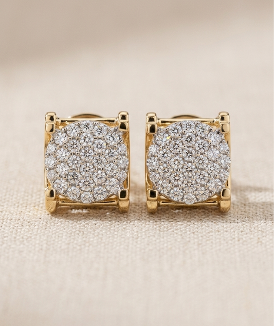 VICTORIA Yellow Gold Luxe Square Studs