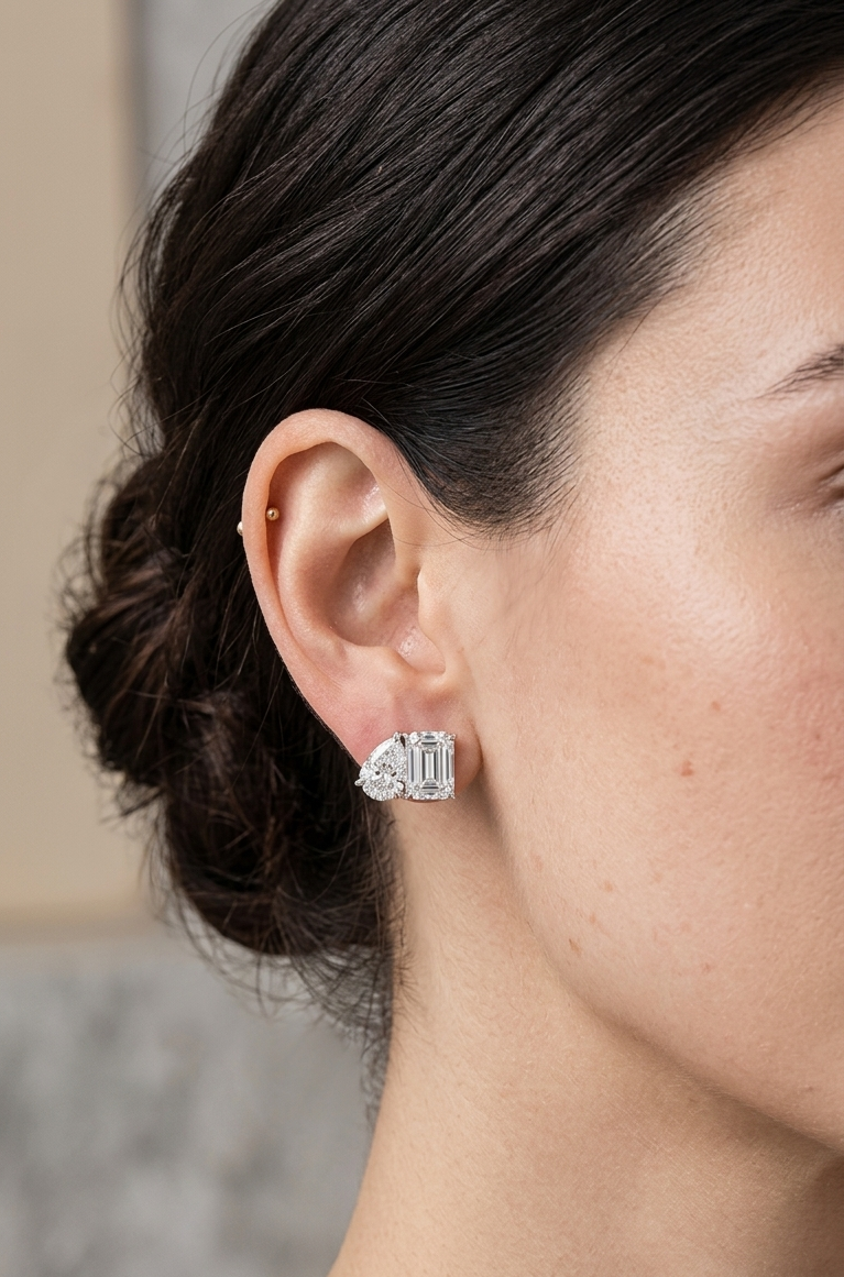CASEY Pear-Emerald Cut Earrings