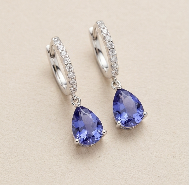 LEI Blue Sapphire Dangling Earrings
