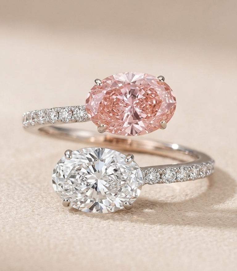 POPPY Pink Diamond Duo Adjustable Ring
