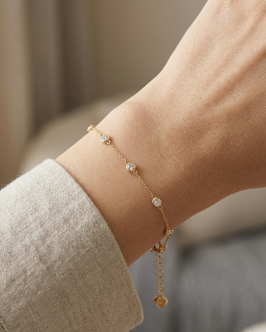 Zia Yellow Gold Station Bracelet