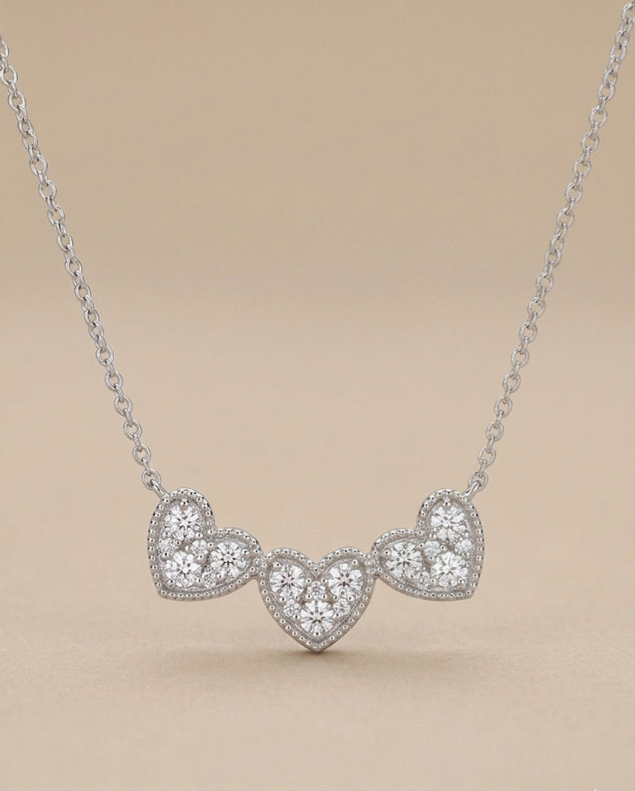 HIYA 3-Heart Bar Necklace