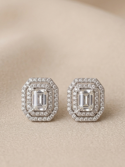 AMANDA Emerald-Cut Studd Earrings