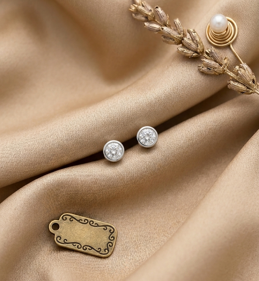 JOAN Bezel Stud Earrings