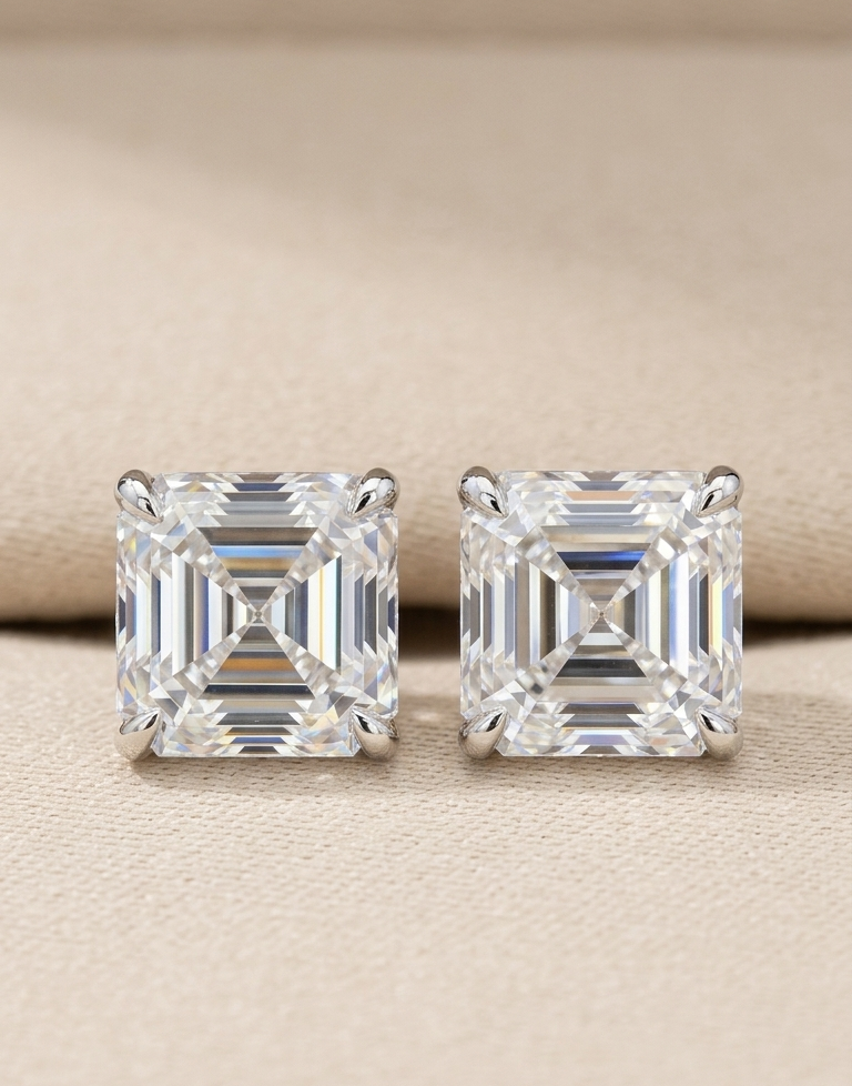 ORIETTE Asscher-Cut Stud Earrings