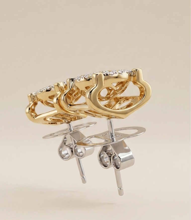 VICTORIA Yellow Gold Luxe Square Studs