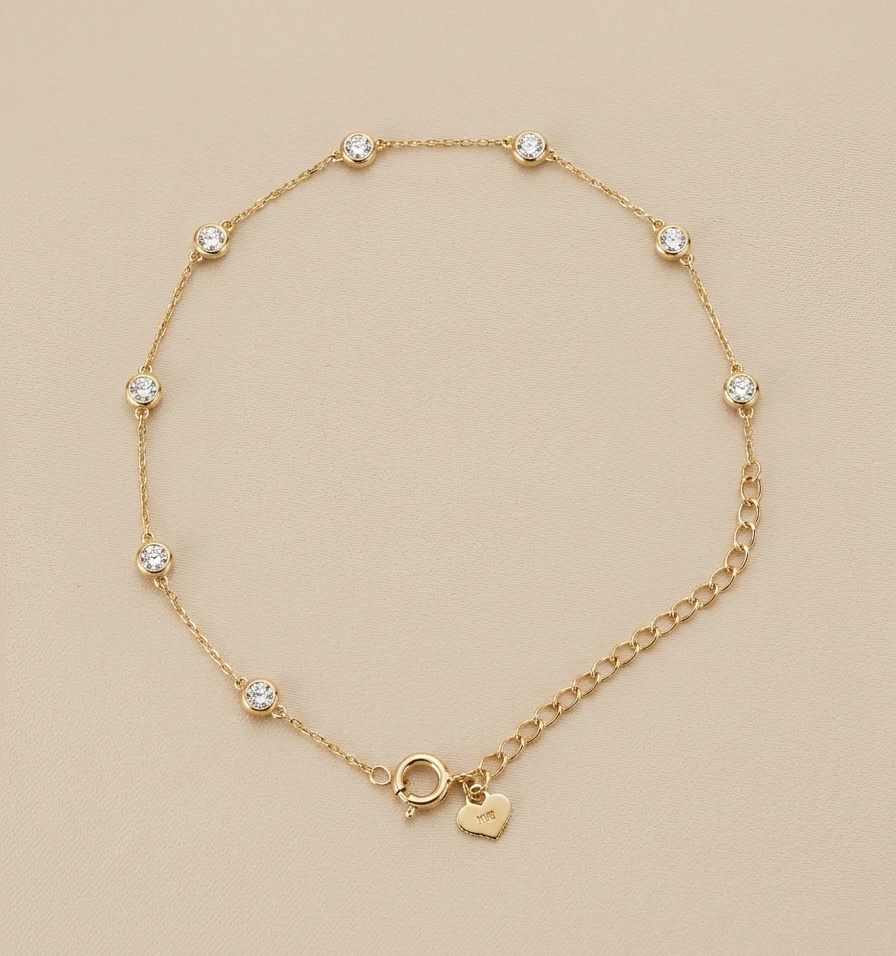 Zia Yellow Gold Station Bracelet