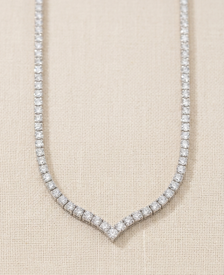 EYLA Eternal V Half Tennis Necklace