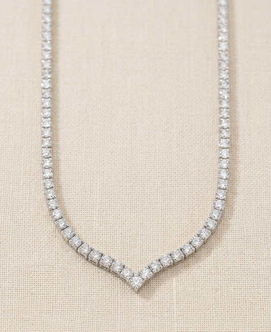 EYLA Eternal V Half Tennis Necklace