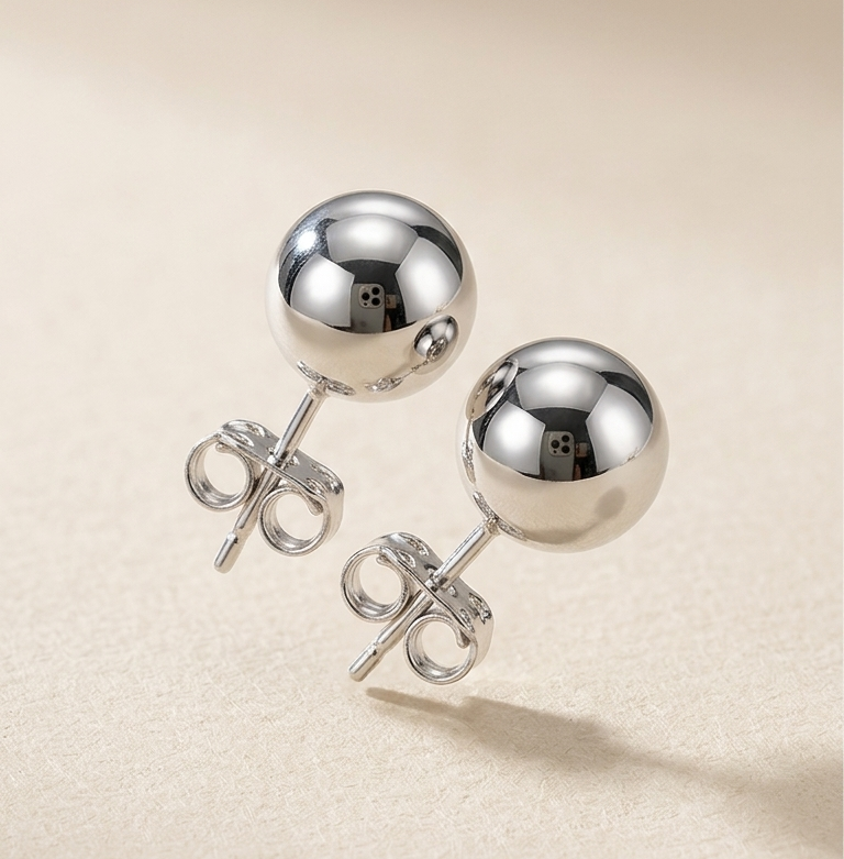 NICOLE Ball Stud Earrings (WG)