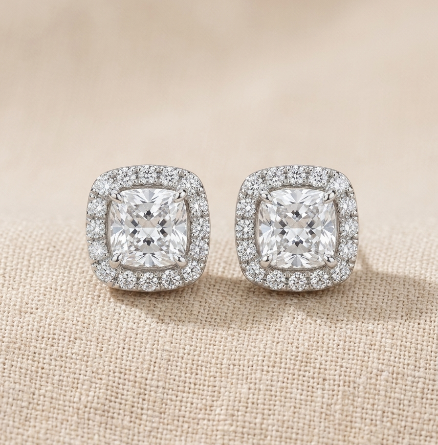 CERI Cushion-Cut Stud Earrings