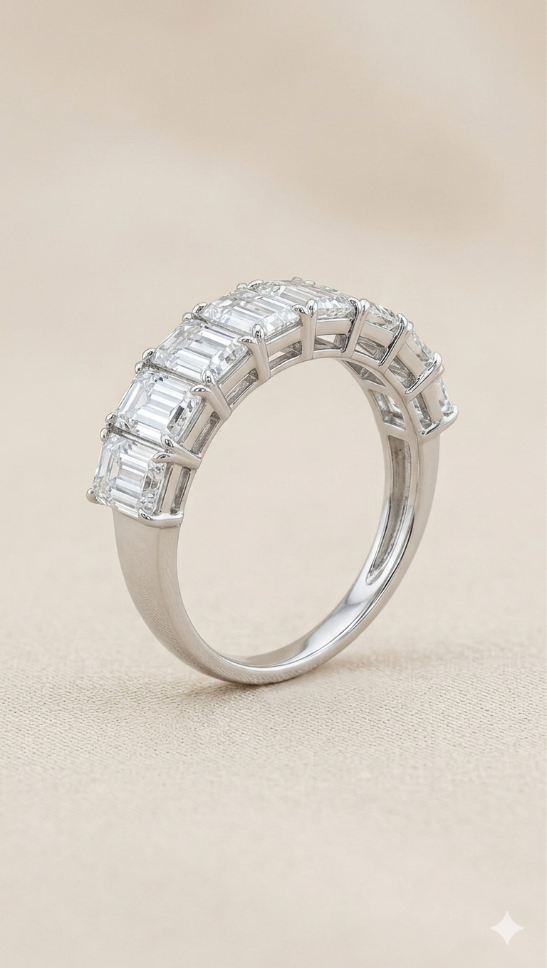 RHEA Emerald-Cut Half Eternity Ring