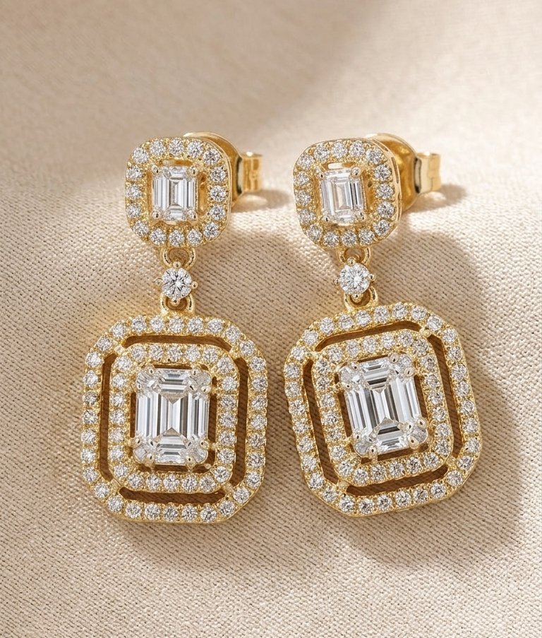 PIA Emerald-Shaped Dangling YG