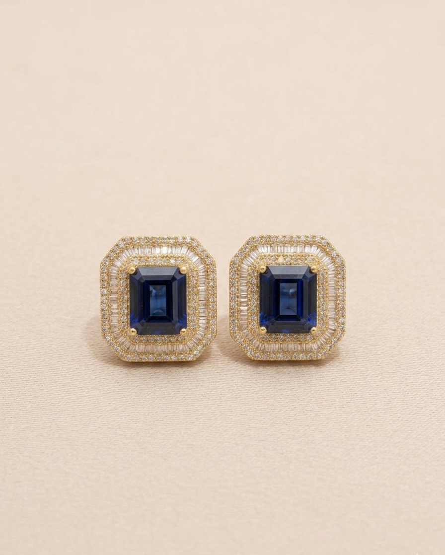 KRISTEL Blue Sapphire Stud Earrings