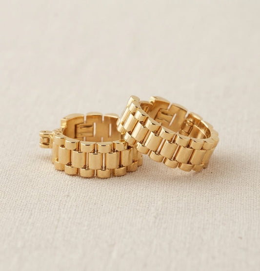 ELVA Watch Link Hoops Earrings